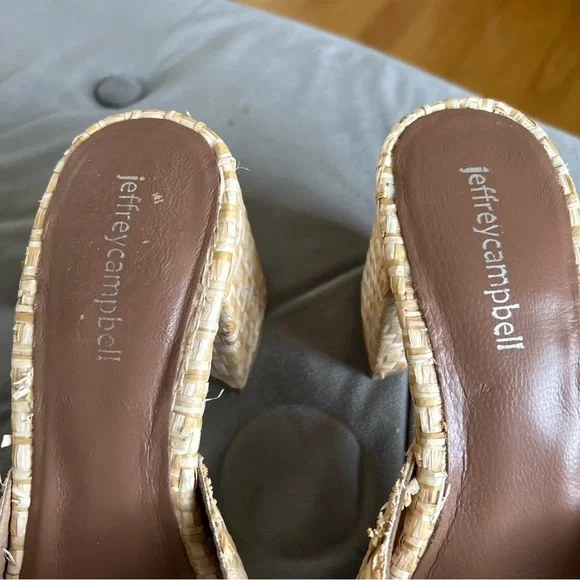 Jeffrey Campbell Melange Womens Woven Raffia Block Heel Sandal Mule Slide 8 - Picture 2 of 12